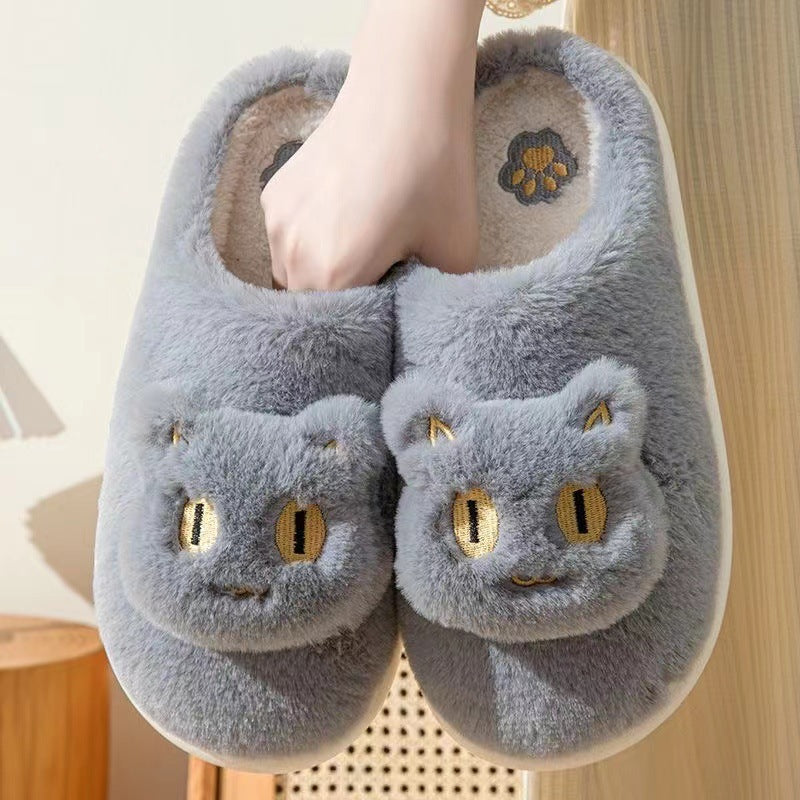 Cotton Cat Slippers Soft Plush Comfy Warm Couple Slip - Bellarte Enchanté Cotton Cat Slippers Soft Plush Comfy Warm Couple Slip